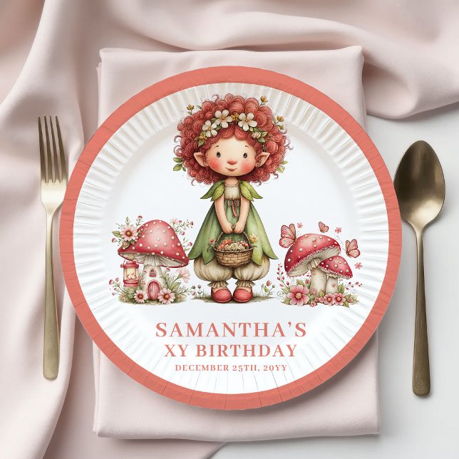 Platos Rosados Suaves para Cumpleaños número 5 de  (Whimsy Fairy 5th Birthday Blush Pink Plates)