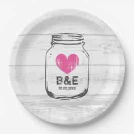 Platos rústicos de fiesta de bodas en tarro de alb