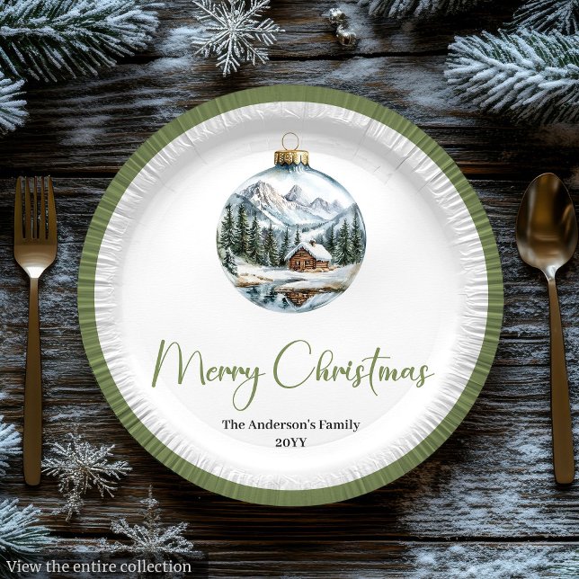 Platos Rústicos de Navidad Escena Bohemia Chic de  (Chic Bohemian Winter Scene Rustic Christmas Plates)