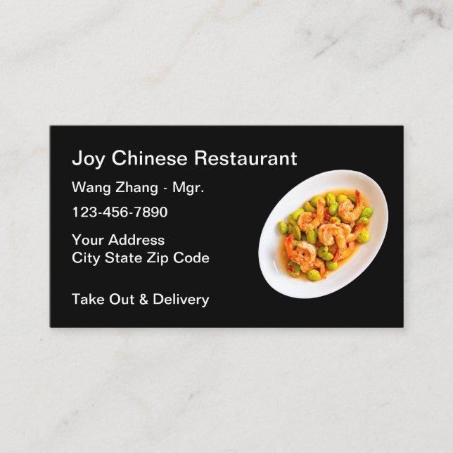 Platos sencillos de cocina china, tarjetas de visi (Anverso)