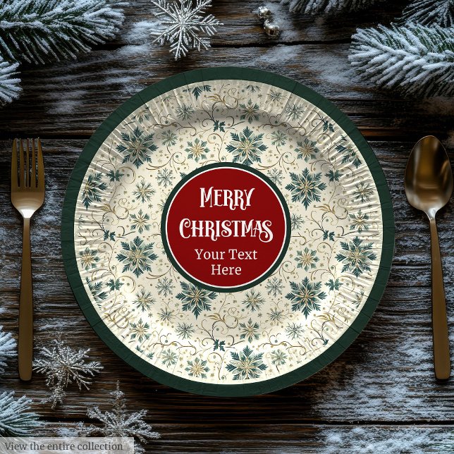 Platos vintales caprichosos en verde del bosque de (Whimsical vintage plates in mossy forest green)