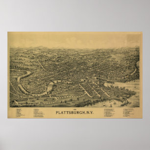 Plattsburgh NY, 1899: Impresión vieja