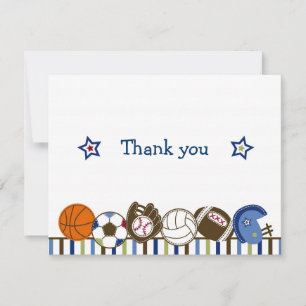 Play Ball Sports Boys Gracias Cartas de Nota