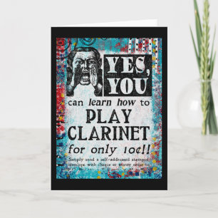 Play Clarinet Greeting Card - Funny Anuncio Vintag