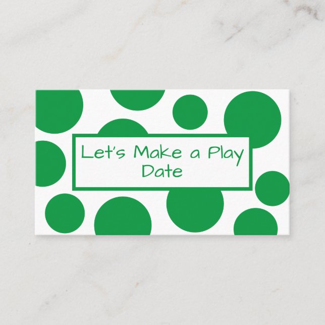 Play Date Green Polka Dot - Tarjeta de presentació (Anverso)