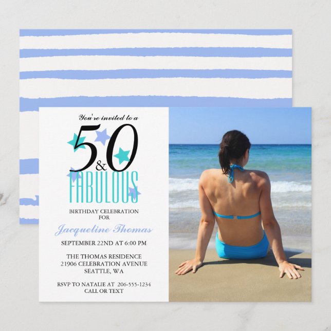Playa 50 y fabulosa invitación a la foto de cumple (Anverso / Reverso)