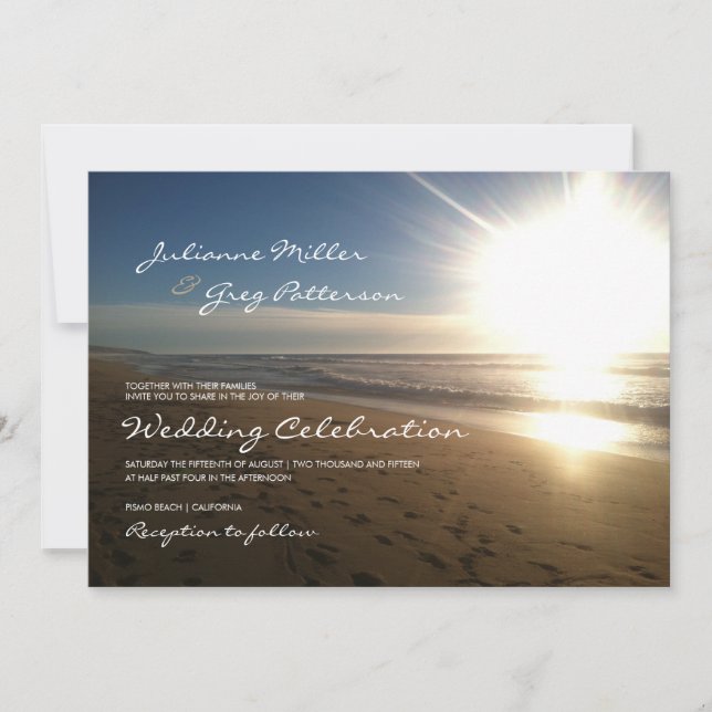Playa al atardecer - invitación a la boda (Anverso)