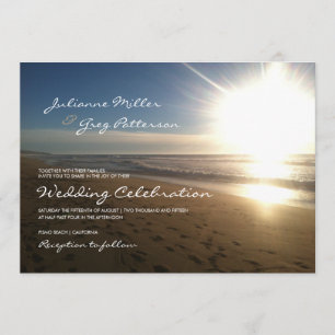 Playa al atardecer - invitación a la boda