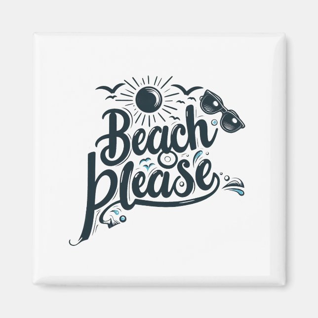 Playa azul y negra por favor imán (Frente)