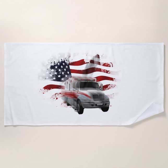 Playa Bandera de Estados Unidos Toalla de Ambulancia EMT (Anverso)