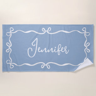 Playa Blue Coquette Bows Toalla de Playa, Nombre Persona