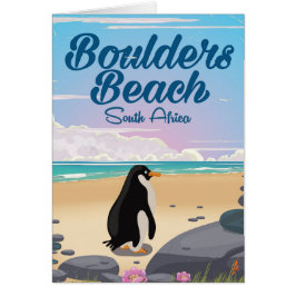 playa boulders Sudáfrica cartel de viaje de dibujo