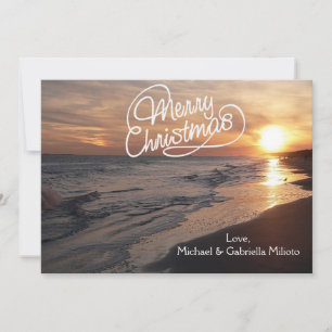Playa Cálida Con Tarjeta De Navidades Sunset