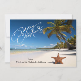 Playa Cálida Y Soleada Con Tarjeta De Navidades St