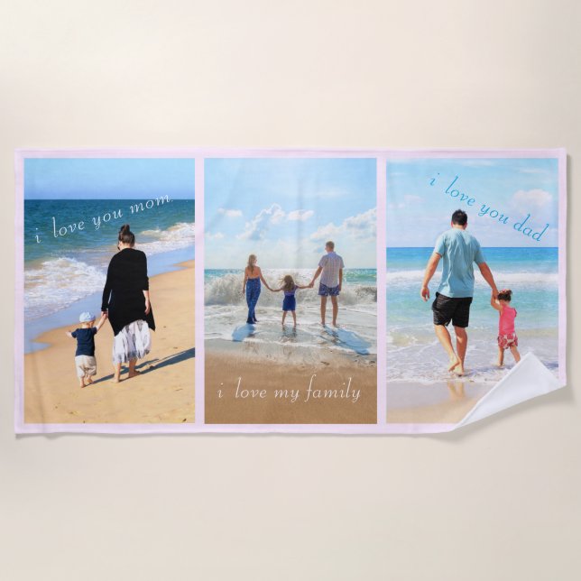 Playa Collage de fotos personalizado Textos Toalla de pl (Anverso)