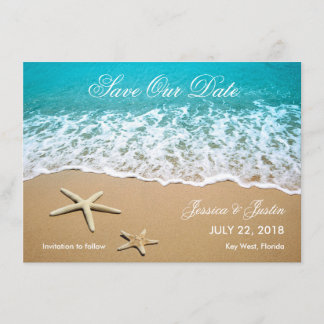 Playa con Starfish Guardar la tarjeta de fecha