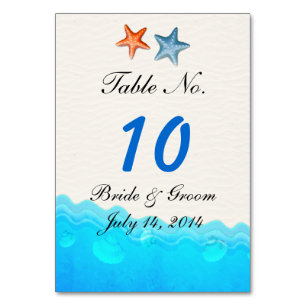 Playa Con Tarjeta De Mesa De Boda Starfish