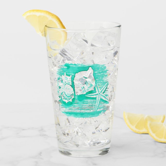 playa costera acuarela verde azulada estrella de m (Anverso (hielo))