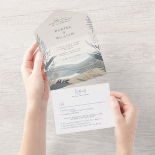 playa costera Todo en una boda Invitación