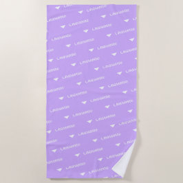 Playa Cute Lavanda Nombre Patrón Corazón Toalla de Baño