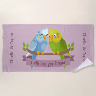 Playa Cute Love Birds nombre de costumbre toalla de play