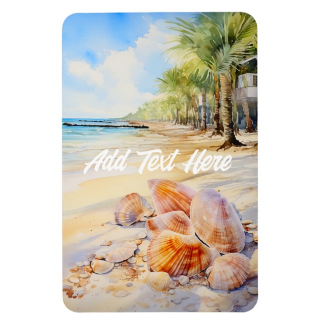 Playa de acuarela con imán marino (Vertical)