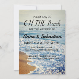 Playa De Acuarela En Invitación A La Boda