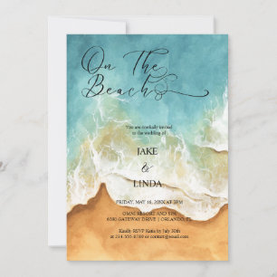 Playa De Acuarela En Invitación A La Boda