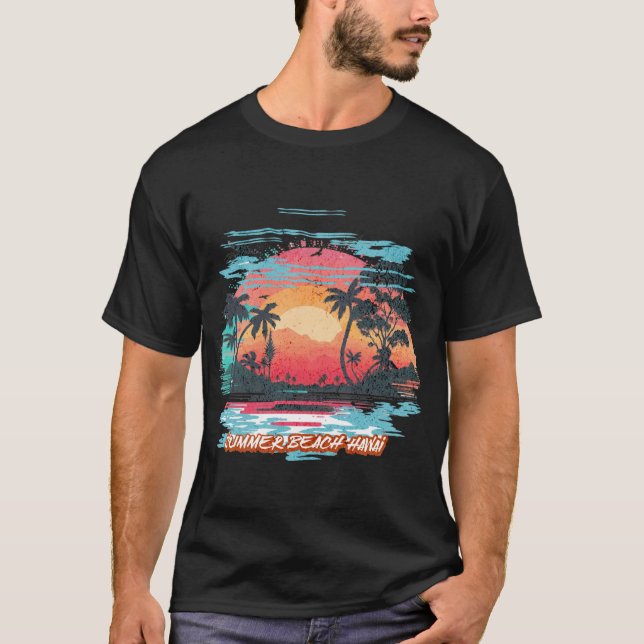 playa de camisetas de verano hawai (Anverso)