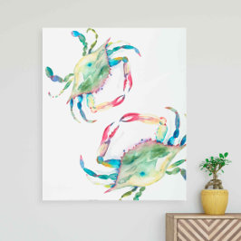 Playa de cangrejo azul Bella arte mural Metalizado