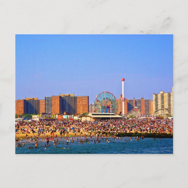 Playa de Coney Island - postal de NYC (Anverso)