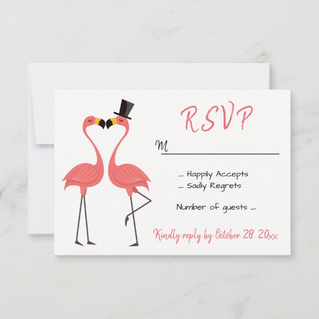 Playa de Fiesta tropical Boda RSVP rosa Flamingo (Anverso)