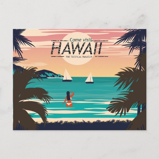 Playa de Hawaii antigua con postal Sunset (Anverso)