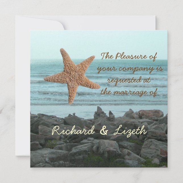 Playa de invitación a bodas (Anverso)