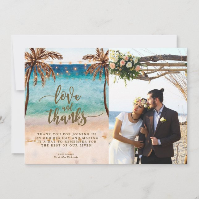 playa de la tarjeta de la foto del amor y de las (Anverso)