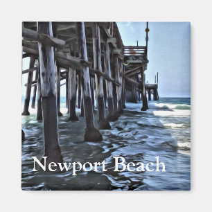 Playa de Newport - imán cuadrado de 2 pulgadas