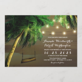Playa de Palm Tree tallada ilumina invitaciones de