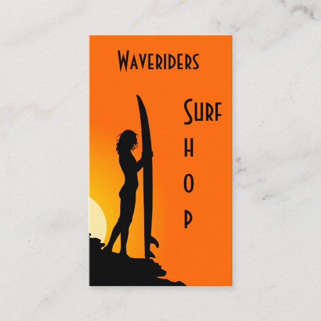 Playa de tarjetas de visita, surf, surf (Anverso)