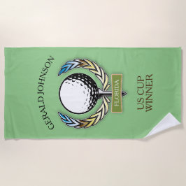 Playa Diseño Golf Monograma Plantilla Golfer Toalla de P