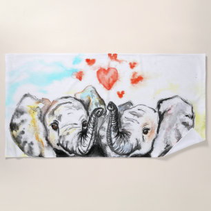 Playa Elephant Couple Beach Toalla de baño Amo Pintura