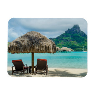 Playa en el imán rectangular de Bora Bora