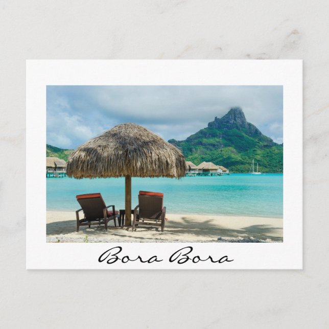 Playa en la postal del blanco de Bora Bora (Anverso)