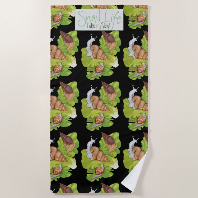 Playa Felices caracoles en toalla de arte de hojas de le (Anverso)