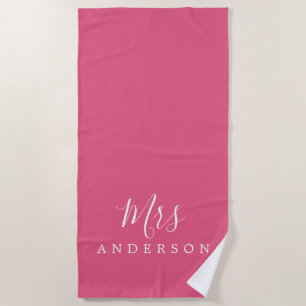 Playa Futuro de moda Sra. Hot Pink Monogram Beach Toalla