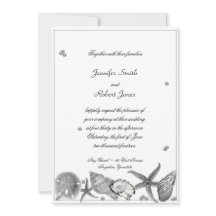 Playa glamorosa en la invitación a la boda de plat