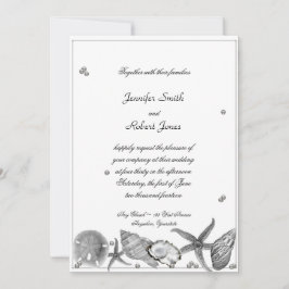 Playa glamorosa en la invitación a la boda de plat