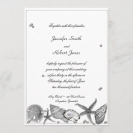 Playa glamorosa en la invitación a la boda de plat