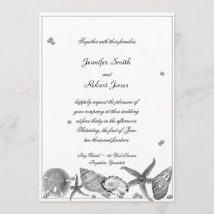 Playa glamorosa en la invitación a la boda de plat