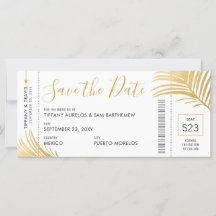 Playa Gold Palm Tree Boarding Pass Guardar la fech