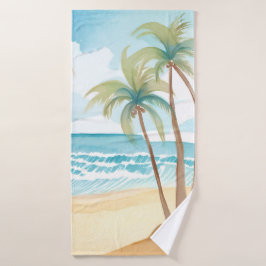 Playa Hawaiana | Acuarela Tropical de Palmeras